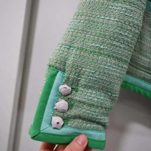 J. Crew Size 6 Green Tweed Classic Jacket with Gold Buttons NWOT - Picture 4 of 7